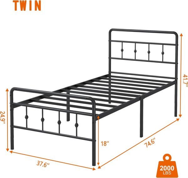 18 inch twin size with headboard & footboard