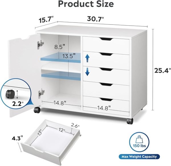 5 drawer wood cabinet
