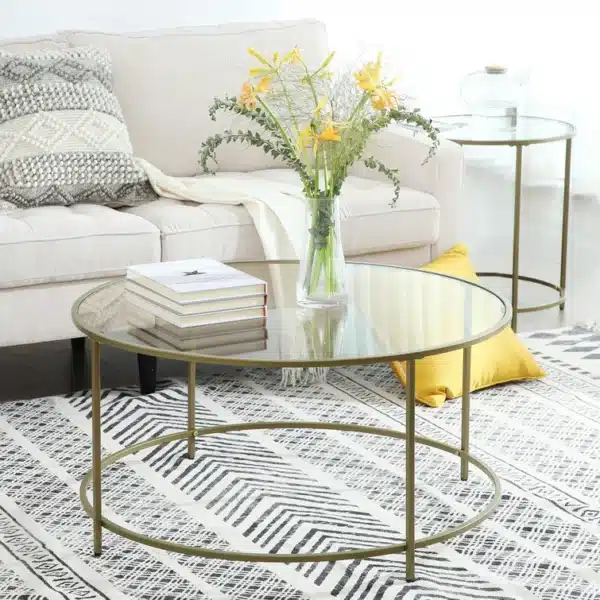 glass top coffee table
