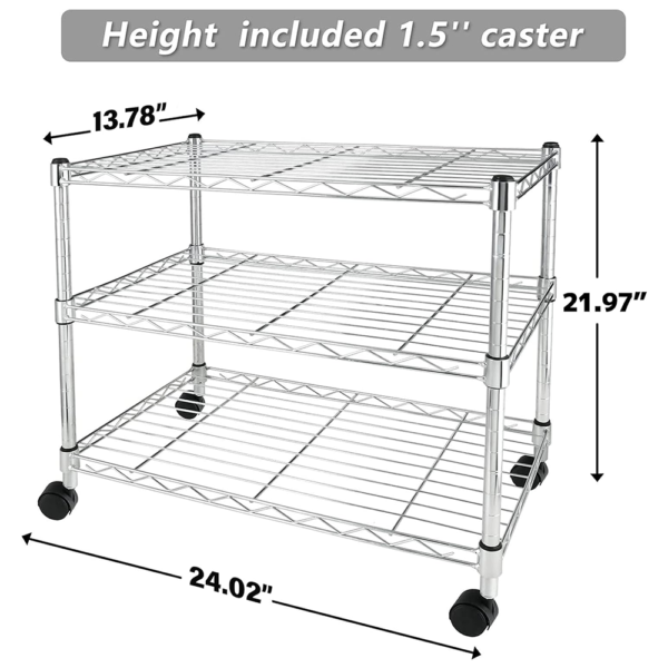 3 tier wire shelving with castors