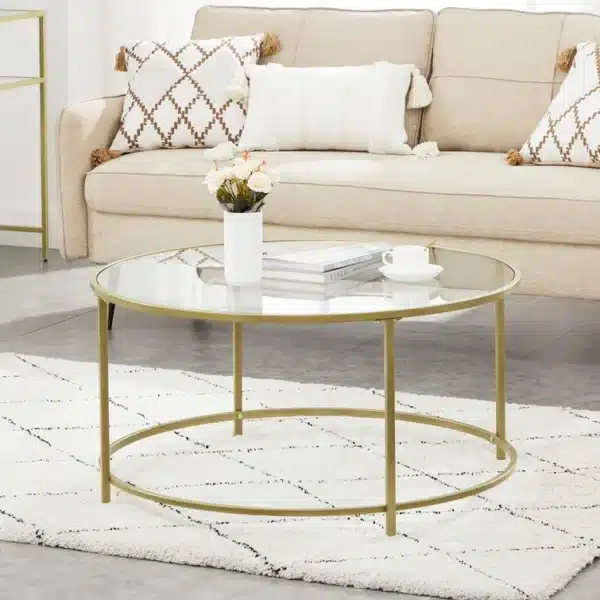 glass top coffee table