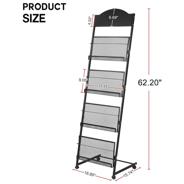 4 tier magazine display stand