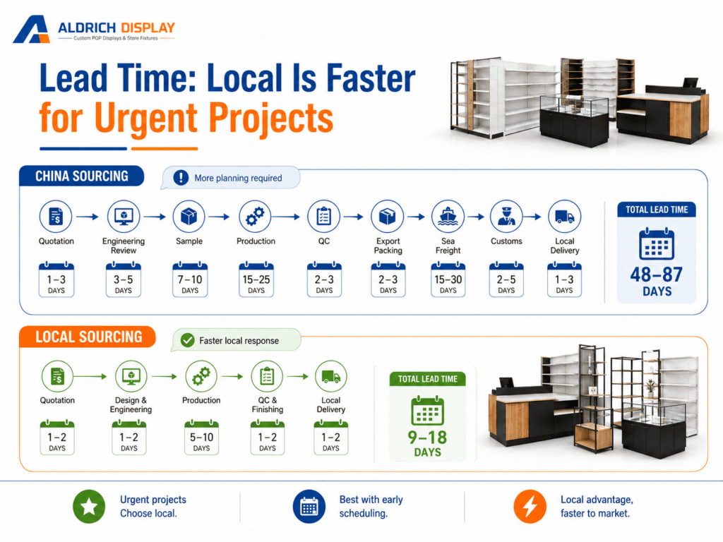 local sourcing is usually better for urgent projects
