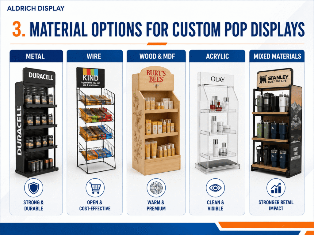 material options for custom pop displays