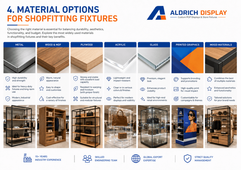 material options for shopfitting fixtures