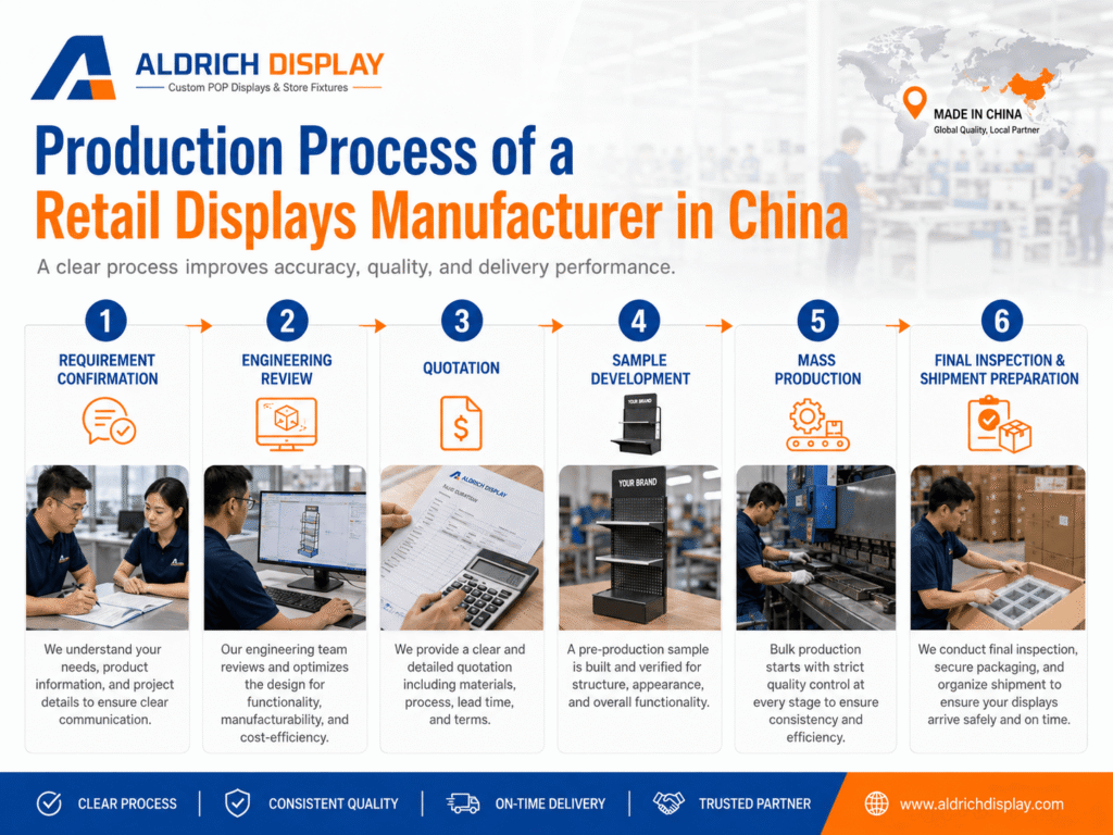 production step of retail display