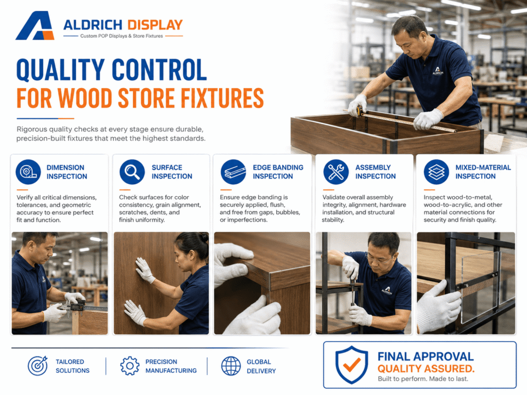 quality control for wood store fixtures