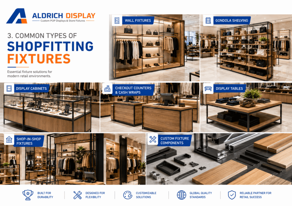 common types of shopfitting fixtures