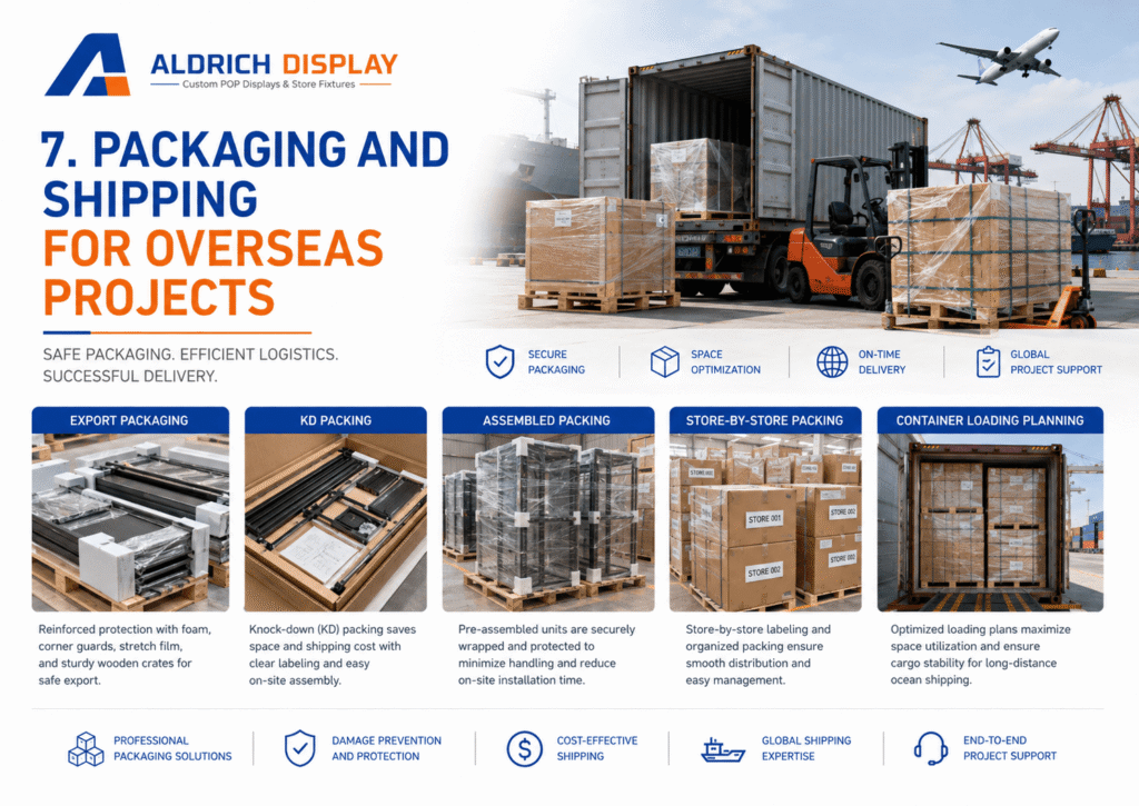 packing and shipping shopfitting fixtures