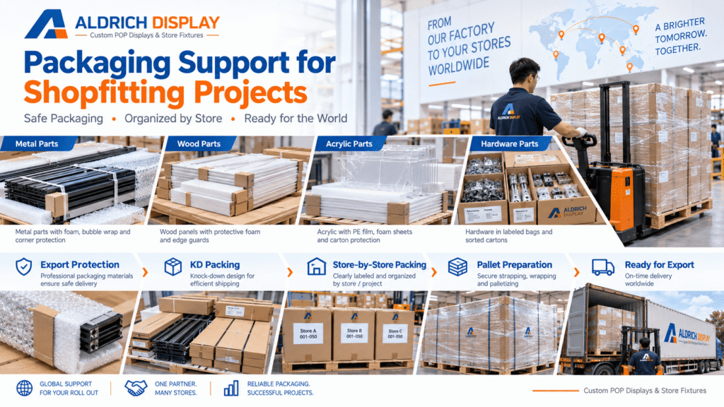 packaging support for shopfitting projects