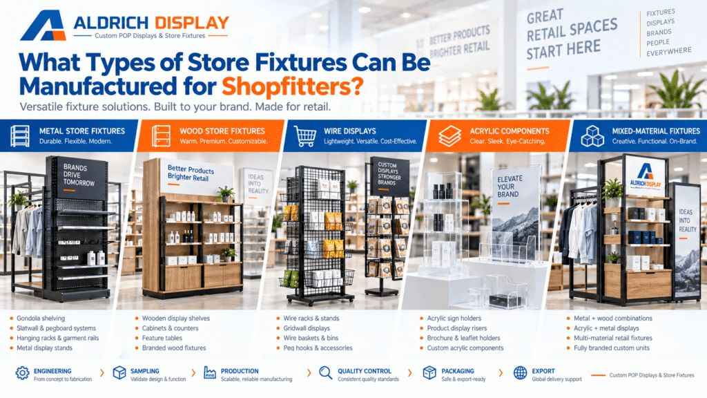 what types of store fixtures can be manufactured for shopfitters